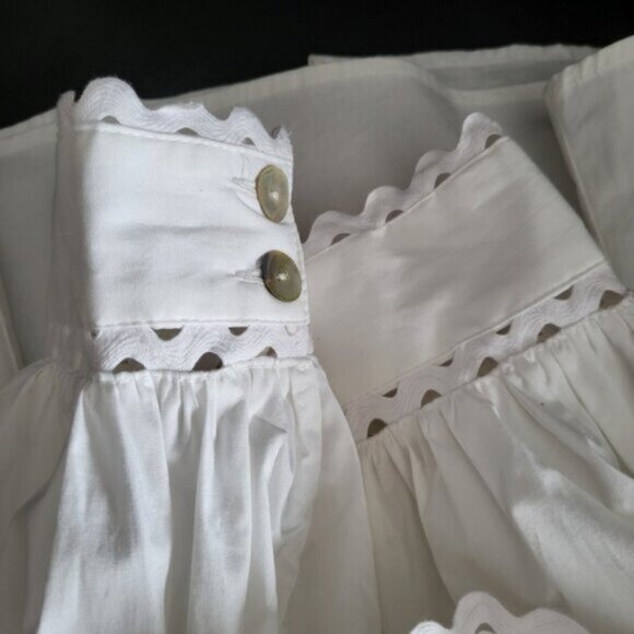 White Lace Cut Out Mandarin Collar Puff Sleeve Cotton Blouse Esqualo Sz 4 - Picture 11 of 15